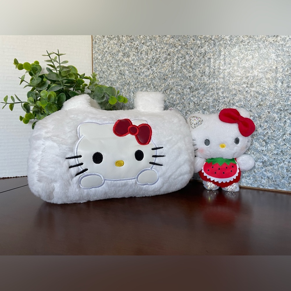 Hello Kitty. Plush Handbag or Crossbody. I Am Including A Hello Kitty Bag Charm.
